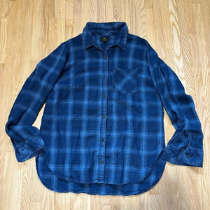 Lee Riders Blue Plaid Casual Button Up Shirt